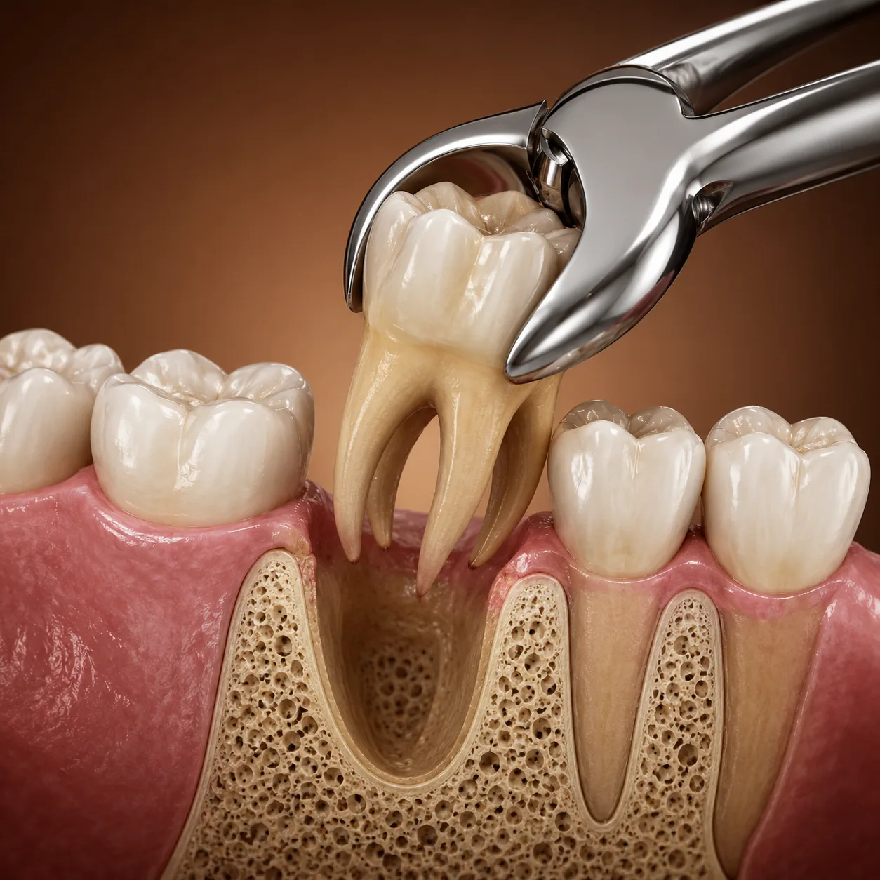 Extracție dentară pluriradiculară chirurgicală la hiSmile Galați