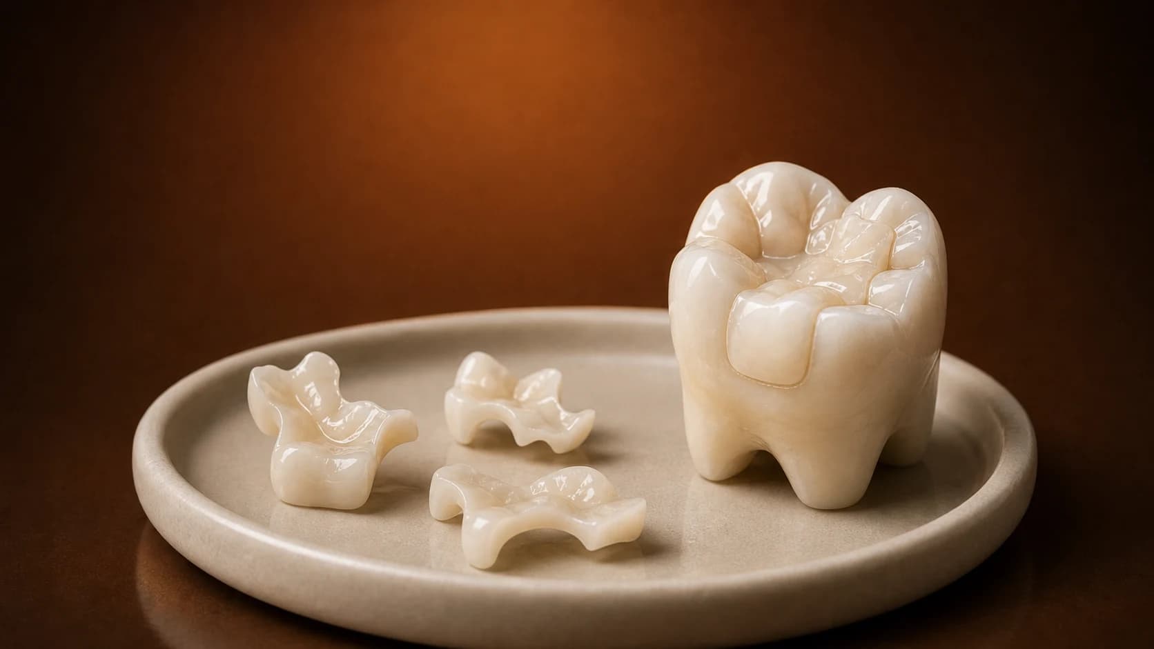 Încrustații ceramice estetice lângă un molar