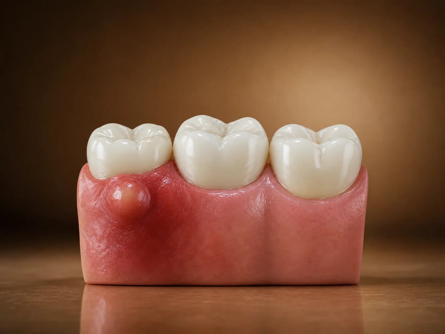 Gingie roșie și umflată unilateral lângă un molar